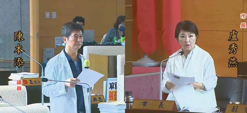    ▲台中市長盧秀燕答詢時表示，目前為止不知道非洲豬瘟病毒從哪裡來的。（圖／翻攝台中市議會YT，2025.11.13）  