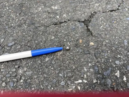 ▲高雄美濃一輛小客車，今天上午疑遭小鋼珠擊中，碎成蜘蛛網狀。（圖／警方提供）