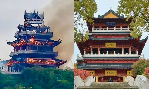 影／中國江蘇寺廟大火！網傳為1500年古寺　官方澄清：非歷史建築
