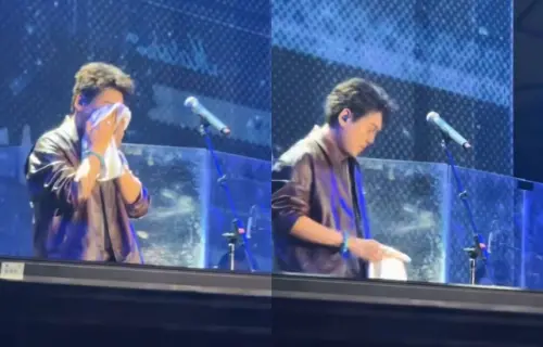 ▲朱孝天在個人演唱會途中，唱到一半突然崩潰痛哭。（圖／微博@___大猪）