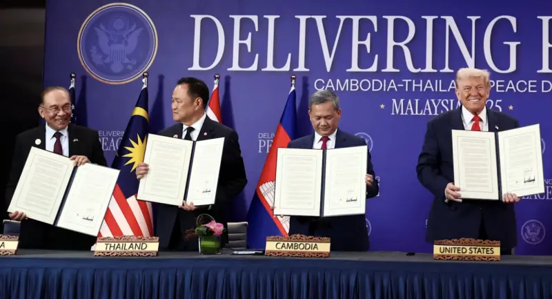 ▲泰國總理阿努廷表示，美泰關稅談判將如常進行，並未因泰柬邊境衝突而受影響。（圖／路透社／達志影像）