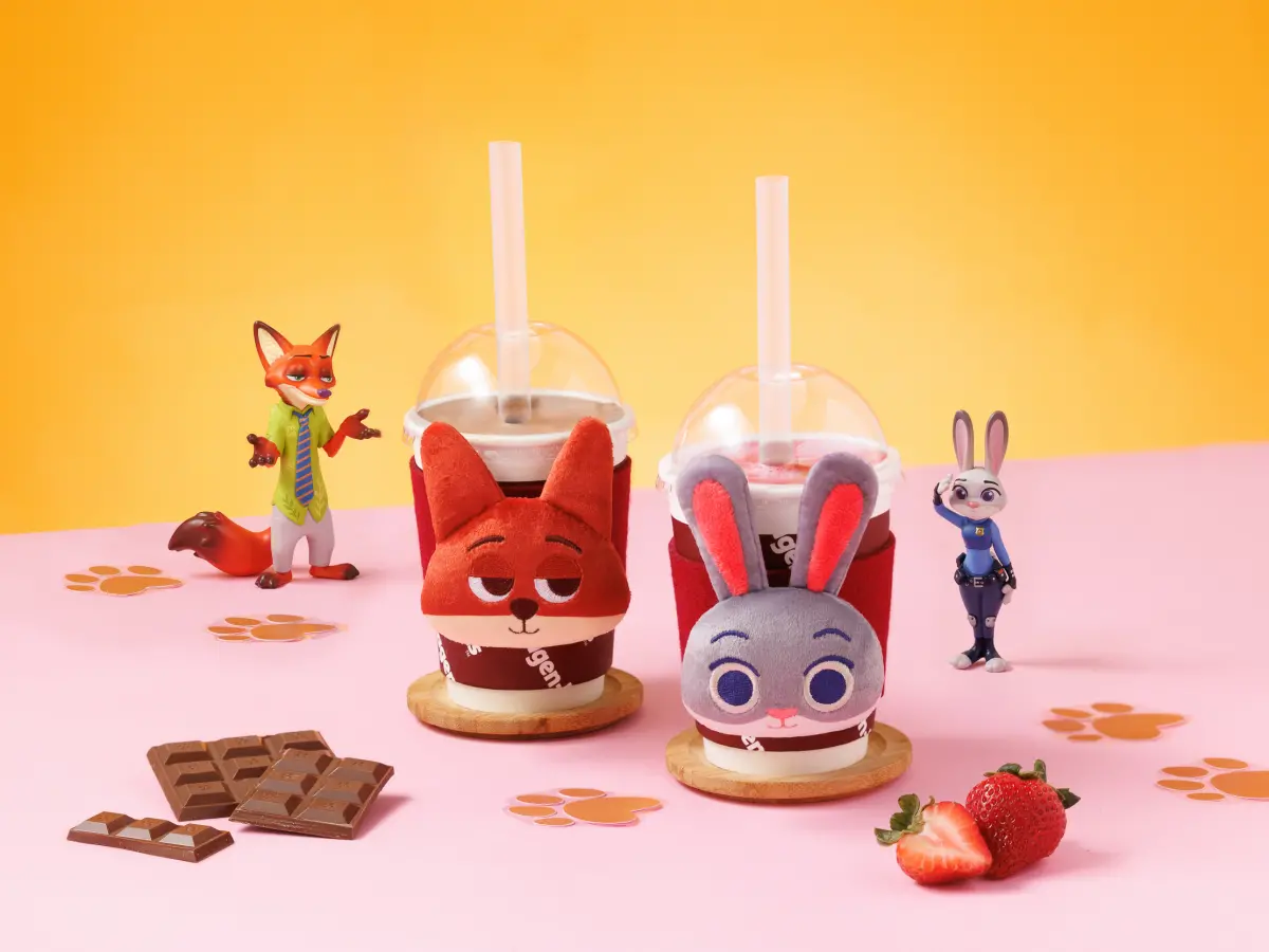 ▲哈根達斯推「尼克．可可酥享奶昔」與「茱蒂．莓好探險奶昔」，凡購買即贈限量對應角色杯套。（圖／哈根達斯提供）