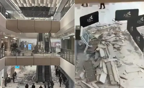 影／豆腐渣工程！中國商場才開業4天「天花板垮塌」砸傷8人留血跡
