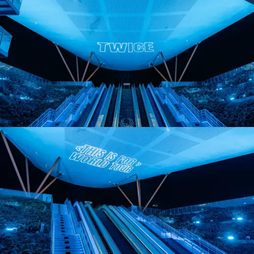 ▲捷運中央公園站的藍燈光。（圖／取自陳其邁臉書 www.facebook.com/chenchimai）