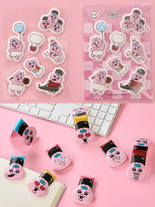 ▲「褲褲兔泡棉貼紙」、「褲褲兔磁鐵夾」。（圖／壽司郎sushiro.com.tw）