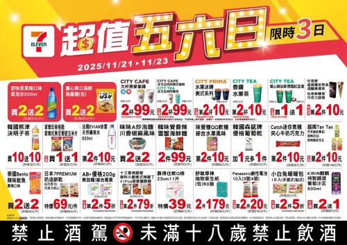 ▲7-11「超值五六日」是11月21日至11月23日。（圖／7-11.com.tw）