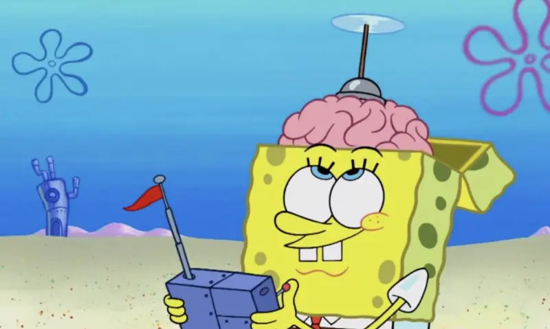 ▲近期有網友拿出過往學測題目詢問民眾，「海綿寶寶在深海裡是什麼顏色？」問倒一票網友，但正解並非「垃色」，而是黑色。（圖／摘自卡通《海綿寶寶》片段）