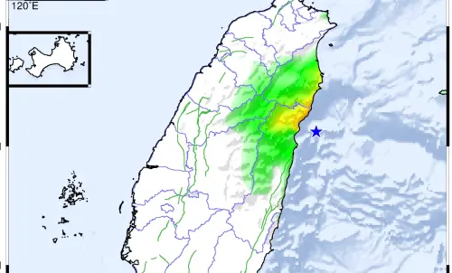 地震速報／20:25花蓮海域規模4.5地震！全台5縣市有感
