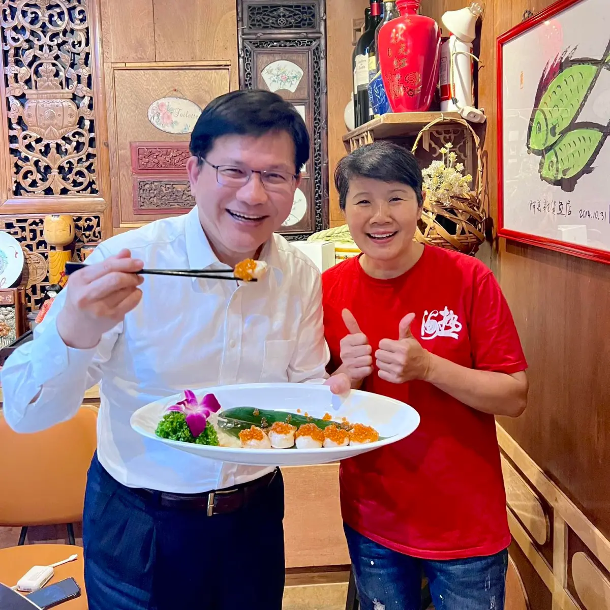 接棒賴清德！林佳龍曬整盤「日本干貝刺身」響應挺日