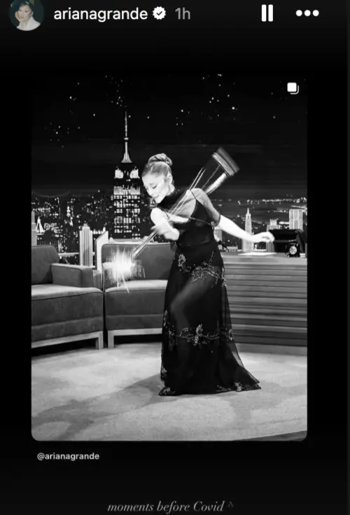 ▲亞莉安娜在社群網站上發布圖文，宣告確診新冠肺炎，接下來的影片宣傳活動也被迫暫停。（圖／摘自IG@arianagrande)