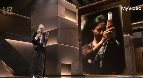 ▲范冰冰（右）奪金馬影后，以電話和《地母》導演張吉安（左）電話連線致詞，是網路轉播的典禮收視最高點。（圖／翻攝自Myvideo）