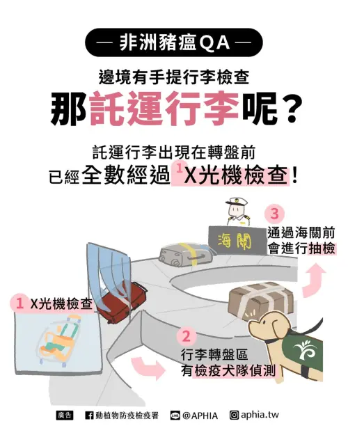 ▲運行李都要先經過海關X光檢查才會放上行李轉盤，讓大家領回！（圖／防檢署）