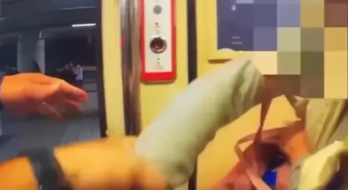 北捷又有衝突！白髮女因腳被踩怒揮水果刀　捷警狂奔登車廂畫面曝
