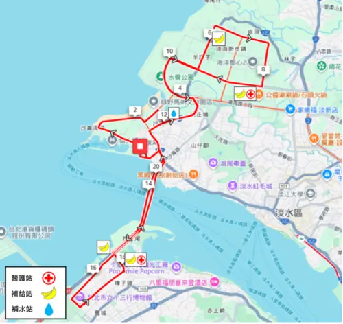 ▲淡江大橋路跑21K新市鎮探索組路線圖。（圖／翻攝報名筆記）