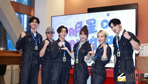 ▲Lulu與陳漢典婚後還是一起工作，就連出席記者會也是媒體關注的焦點。（左起，風田、楊銘威、陳漢典、曾莞婷、Lulu、黃偉晉）（圖／記者吳翊緁攝影）