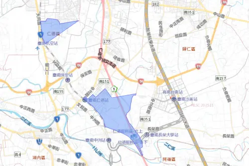 ▲台南市12月2日停水東區、仁德區、歸仁區影響範圍。（圖／台灣自來水公司water.gov.tw）