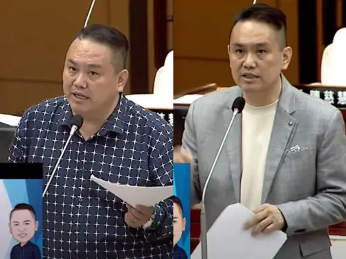 ▲台北市議員陳重文因台智光案被裁定羈押禁見195天，交保後，身材從原本4XL縮水成XL，身形明顯變化。（圖／擷取自北市議會直播畫面）