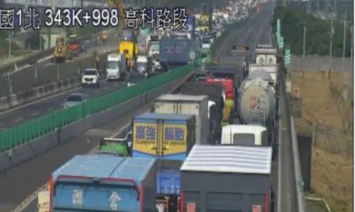 快訊／南下高科段驚悚連環撞！高科至岡山雙向全線管制
