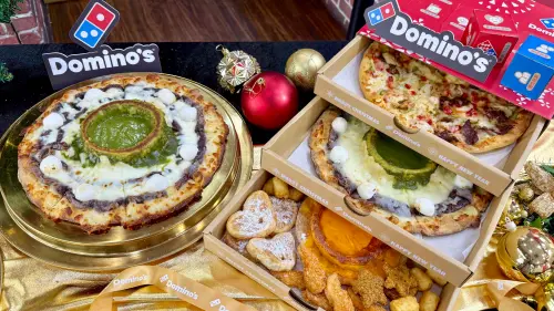 達美樂「抹茶火山」聖誕披薩半價399元！三本柱狂歡盒變骰子玩具
