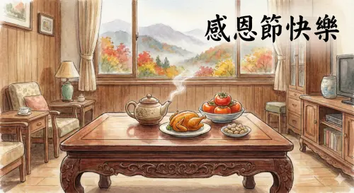 ▲2025年感恩節賀卡圖片，手機上長按照片可另存，或照片上按滑鼠右鍵另存圖片。（圖／Gemini AI生成）