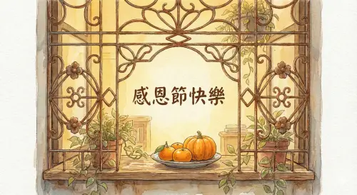 ▲2025年感恩節賀卡圖片，手機上長按照片可另存，或照片上按滑鼠右鍵另存圖片。（圖／Gemini AI生成）