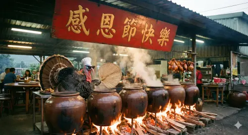 ▲2025年感恩節賀卡圖片，手機上長按照片可另存，或照片上按滑鼠右鍵另存圖片。（圖／Gemini AI生成）