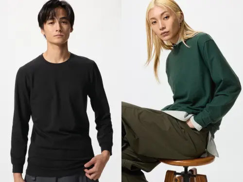 ▲UNIQLO感謝祭推薦，左起：「HEATTECH棉質極暖圓領T恤」590元、「柔軟針織刷毛圓領T恤」390元。（圖／UNIQLO uniqlo.com）