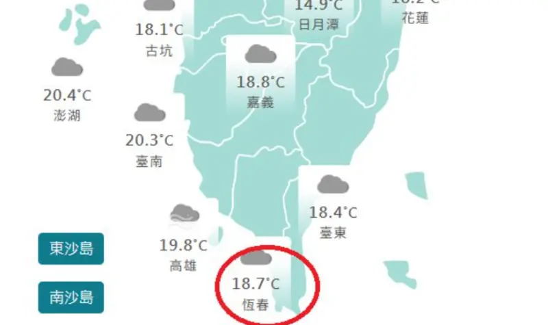 恆春今晚18.7度比台北還涼！鄭明典：難得紀錄　PM10汙染物來襲了