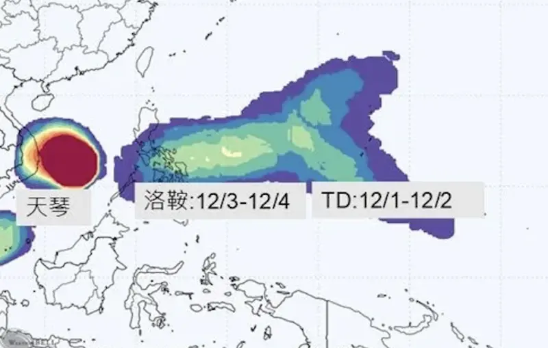 ▲菲律賓東方海面目前有雲系正在整合，下周有機會再出現颱風生成。（圖／賈新興提供）