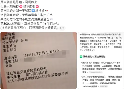 ▲網友表示，自己第一次走路被開罰單。（圖／翻攝Threads）