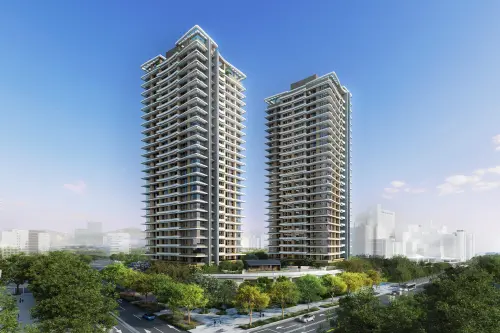 ▲「遠揚之森A⁺」基地面積3,249坪，為遠東路、南雅南路、高爾富路所圍街廓。雙塔豪樓住宅地標，同樣由國際頂尖建築事務所「日建設計」打造。（圖／業者提供）