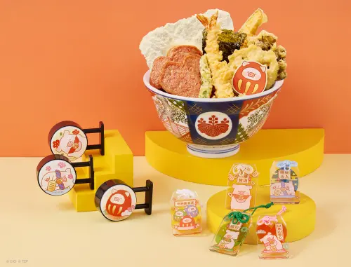 ▲金子半之助聯名LULU豬，開吃「午餐肉天丼」359元。（圖／金子半之助tendon.kingoshou.com）