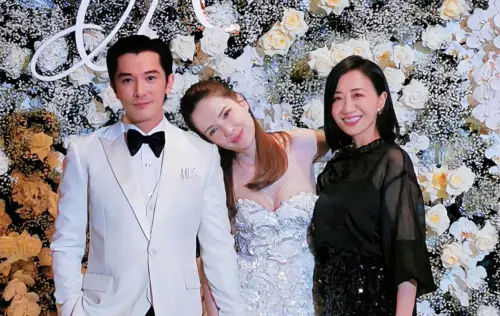 ▲潘奕如（右1）上週參加邱澤（左1）和許瑋甯（中間）的婚禮。（圖／潘奕如提供）