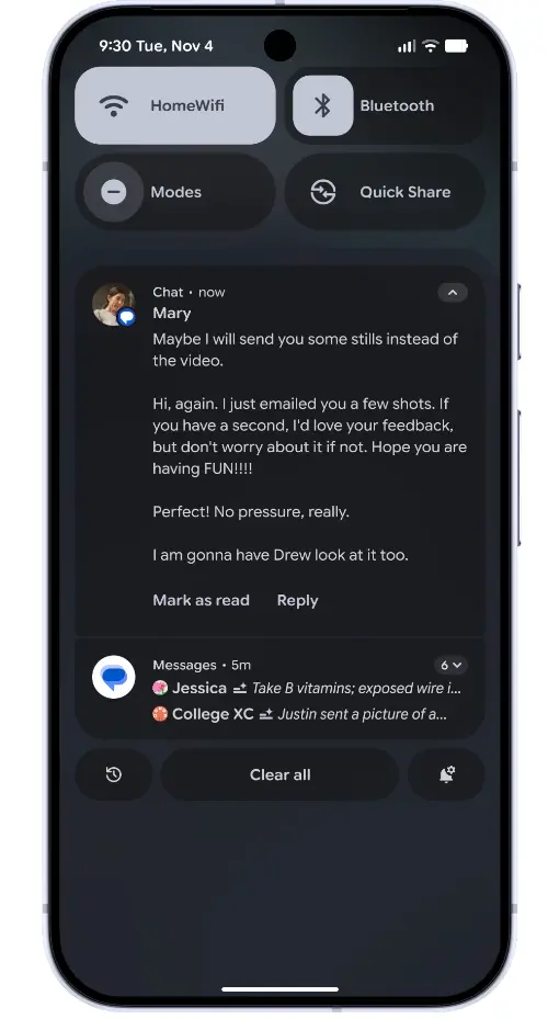 ▲加入AI 通知摘要會自動濃縮冗長的訊息和群組聊天內容。（圖／官方提供）