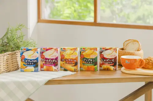 ▲ 熱水攪拌15 秒就能溶解的VONO® 濃湯，共五種口味。（圖／業者提供）