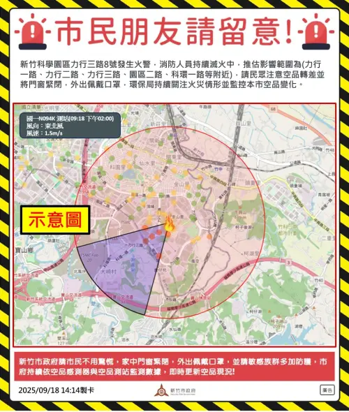 ▲監測網結合轄內空品感測器與氣象署測站等環境資料，迅速匡列污染影響範圍，且同步製作通報圖卡，（圖／主辦單位提供）