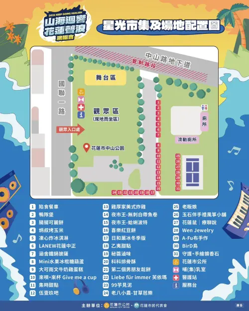 ▲「2025山海迴響 花蓮聲浪演唱會」場地配置圖（圖／取自花蓮聲浪演唱會臉書www.facebook.com/hualien.concert2025）