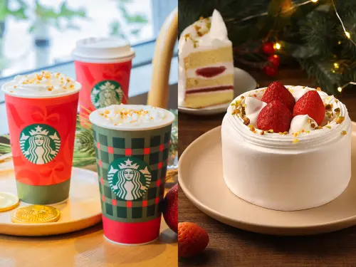 ▲星巴克「薄荷風味摩卡」中杯150元、大杯165元、特大杯180元，「4吋草莓三溫糖戚風蛋糕」760元。（圖／星巴克starbucks.com.tw）