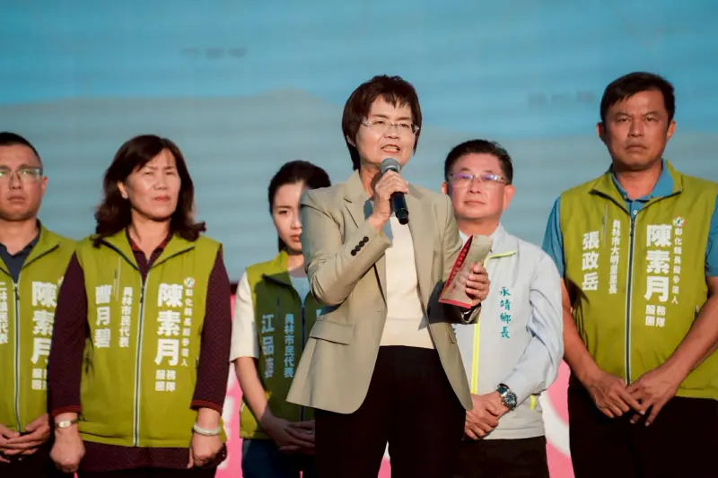 ▲陳素月今日於彰化社頭舉行造勢,力拚初選出線代表民進黨參選縣長。(圖/陳素月辦公室提供)