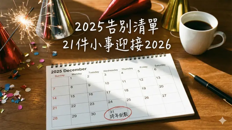 ▲今天12月9日，距離12月31日跨年剩下21天，「2025告別清單」共21件小事，每天完成1件事好好告別今年，迎向2026年新的開始。（圖／AI生成）