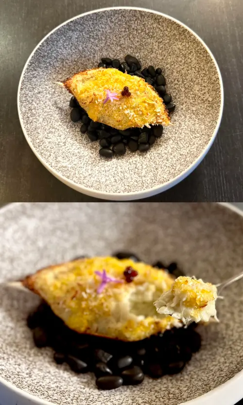 ▲「帕瑪森起司馬蹄蟹蓋寶」大快朵頤焗烤三點蟹。（圖／記者蕭涵云攝）