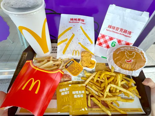 ▲咖哩風味「搖搖薯條」開吃，現在購買經典配餐+16元選大薯，就能「免費升級」搖搖薯條。（圖／記者蕭涵云攝）