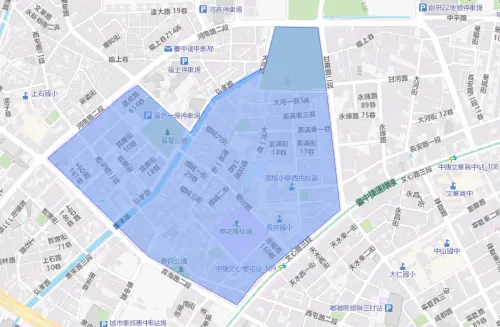 ▲12月10日台中市西屯區停水範圍。（圖／自來水公司）