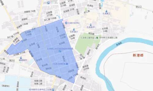 ▲12月10日雲林縣北港鎮停水範圍。（圖／自來水公司）