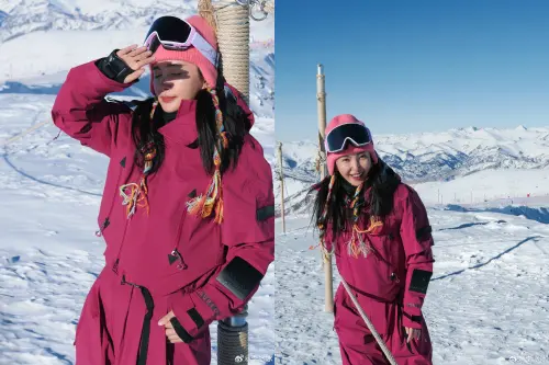 ▲李冰冰與雪山的合照看似沒有上妝。（圖／李冰冰微博）