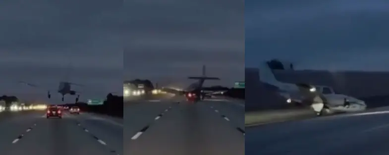 開車竟被飛機撞！小飛機緊急迫降洲際公路「削過車頂」畫面曝