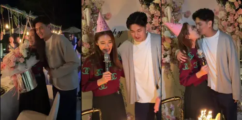 ▲小禎與Alan看起來相當登對，兩人在小禎的生日派對上還甜蜜接吻。（圖／小禎IG@karenhu1984）