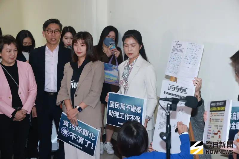 ▲民進黨團力挺國會助理提案，要求陳玉珍撤回提案。（圖／記者葉政勳攝，2025.12.11）