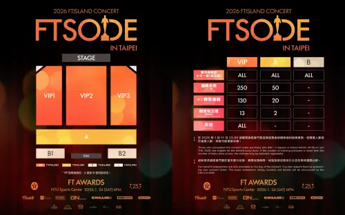 ▲FTISLAND新台灣演唱會票價、座位圖、福利表。（圖／希林國際Chillin International）