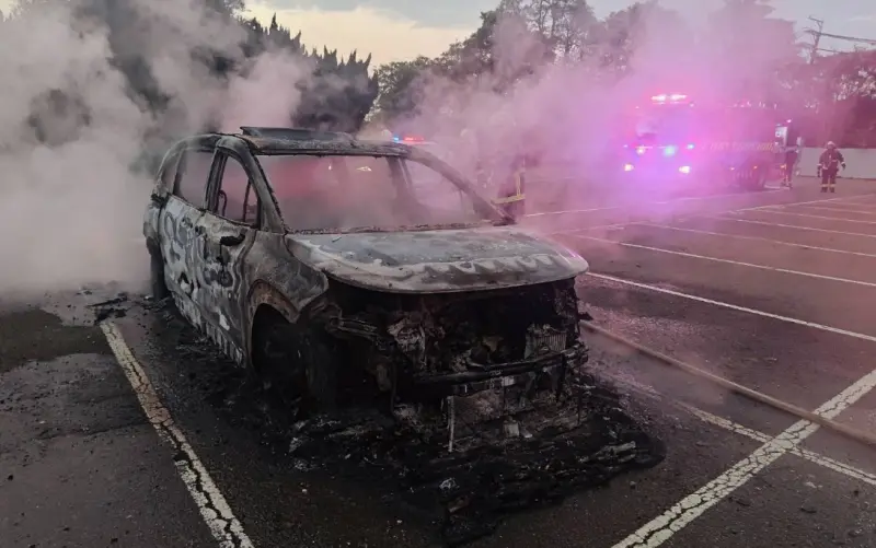 台中公墓停車場嚴重火燒車!男點燃松香油釀全身40%三度燒傷